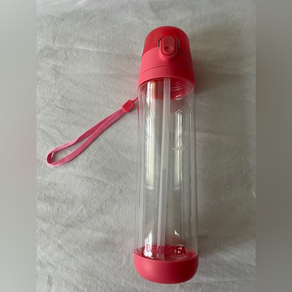 David’s Tea Water Bottle with Straw Attached